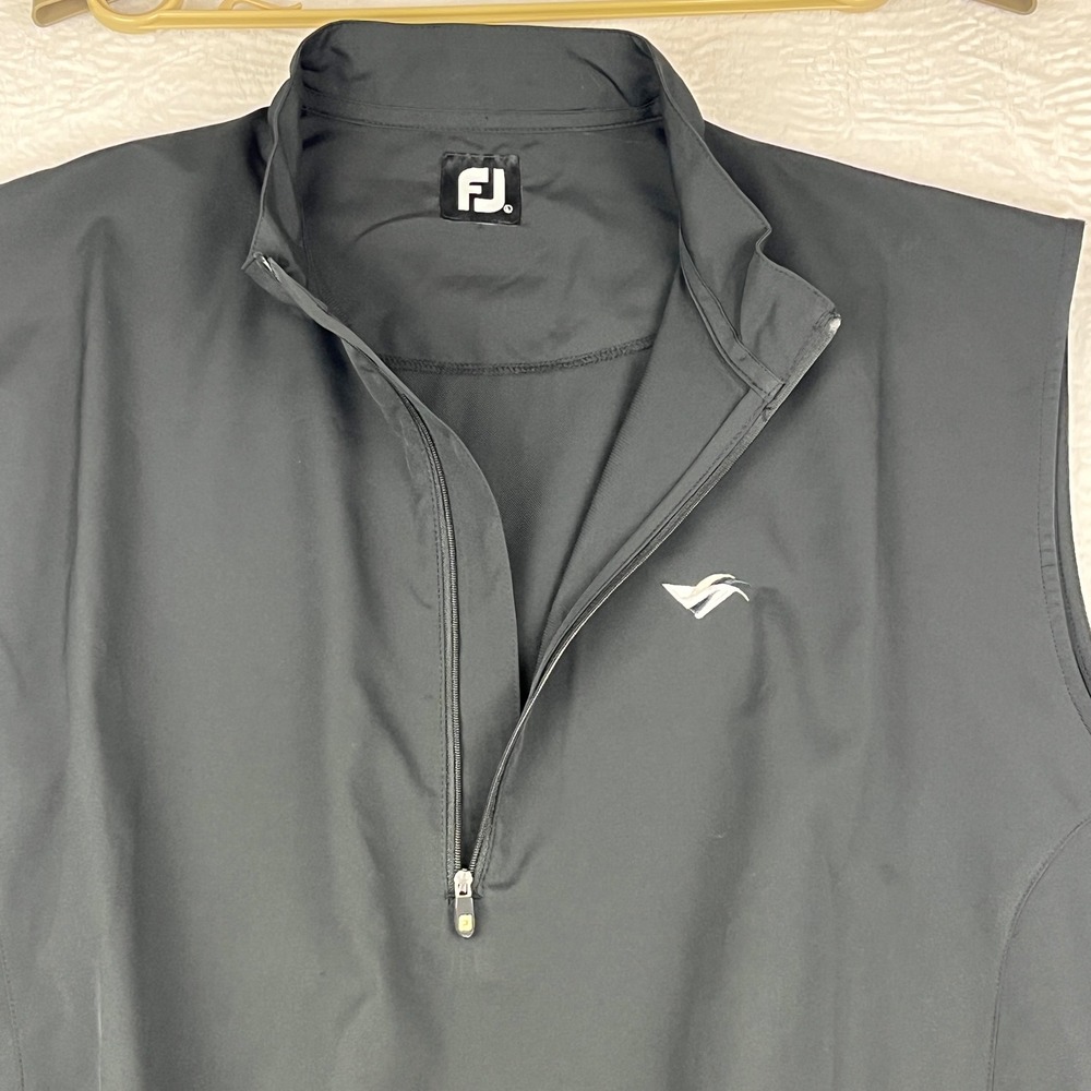 FootJoy FJ Golf Vest Mens Large Black 1/4 Zip Lightweight Logo Pockets - Picture 5 of 13